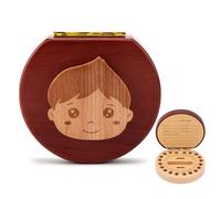 Surwin Tooth Fairy Box, Tooth Box Wooden Baby, First Milk Teeth Keepsake Boxes, Child Teeth Keepsake Box, for Fairy Gifts Baby Shower Birthday Gift (boy Pattern)