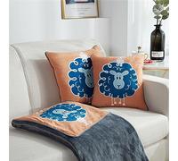 Surwin Travel Blanket and Pillow 2 in 1, Aldult Airplane Blanket Warm Flannel Blanket Super Soft Plush Reversible Printed Cushion for Sofa Bed Office Rest - Travel Must Have (Sheep,120x155cm)