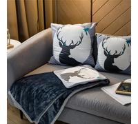 Surwin Travel Blanket and Pillow 2 in 1, Soft Warm Airplane Blanket Compact Throw, Doubles as Lumbar Pillow, Ideal as Airplane Car Travel Accessory, Travel Must Have (110x150cm,Gray Reindeer)