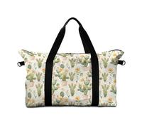 Surwin Travel Duffel Bag, 3D Cactus Print Weekend Bag, 25L Travel Luggage Bag with Trolley Sleeve, Removable Shoulder Strap, Yellow Flower