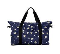 Surwin Travel Duffel Bag, 3D Daisy Pattern Weekend Bag with Trolley Sleeve, 25L Travel Luggage Bag with Removable Shoulder Strap Holiday Bag with Zip, Hospital Bag Cabin Bag (White Flower)