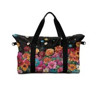 Surwin Travel Duffel Bag, 3D Daisy Pattern Weekend Bag with Trolley Sleeve, 25L Travel Luggage Bag with Removable Shoulder Strap Holiday Bag with Zip, Hospital Bag Cabin Bag (Floral)