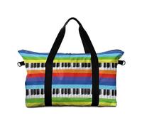 Surwin Travel Duffel Bag,3D Musical Note Pattern Weekend Bag with Trolley Sleeve, 25L Travel Luggage Bag with Removable Shoulder Strap Holiday Bag with Zip, Hospital Bag Cabin Bag (Rainbow)