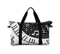 Surwin Travel Duffel Bag,3D Musical Note Pattern Weekend Bag with Trolley Sleeve, 25L Travel Luggage Bag with Removable Shoulder Strap Holiday Bag with Zip, Hospital Bag Cabin Bag (Musical Note)
