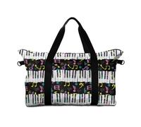 Surwin Travel Duffel Bag,3D Musical Note Pattern Weekend Bag with Trolley Sleeve, 25L Travel Luggage Bag with Removable Shoulder Strap Holiday Bag with Zip, Hospital Bag Cabin Bag (Piano Keys 2)