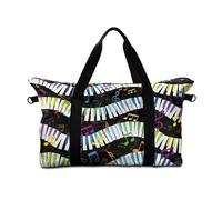 Surwin Travel Duffel Bag,3D Musical Note Pattern Weekend Bag with Trolley Sleeve, 25L Travel Luggage Bag with Removable Shoulder Strap Holiday Bag with Zip, Hospital Bag Cabin Bag (Multicolor)