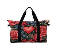 Surwin Travel Duffel Bag, 3D Rose Flower Print Weekend Bag with Trolley Sleeve, 25L Travel Luggage Bag with Removable Shoulder Strap Holiday Bag with Zip, Hospital Bag Cabin Bag (Flower)