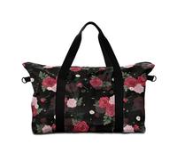 Surwin Travel Duffel Bag, 3D Rose Flower Print Weekend Bag with Trolley Sleeve, 25L Travel Luggage Bag with Removable Shoulder Strap Holiday Bag with Zip, Hospital Bag Cabin Bag (Pink Flower)