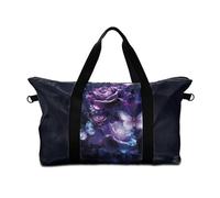 Surwin Travel Duffel Bag, 3D Rose Flower Print Weekend Bag with Trolley Sleeve, 25L Travel Luggage Bag with Removable Shoulder Strap Holiday Bag with Zip, Hospital Bag Cabin Bag (Purple Butterfly)