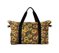 Surwin Travel Duffel Bag, 3D Sunflower Print Weekend Bag with Trolley Sleeve, 25L Travel Luggage Bag with Removable Shoulder Strap Holiday Bag with Zip, Hospital Bag Cabin Bag (Red Flower)