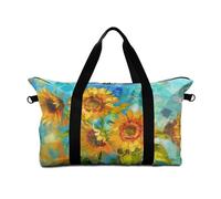 Surwin Travel Duffel Bag, 3D Sunflower Print Weekend Bag with Trolley Sleeve, 25L Travel Luggage Bag with Removable Shoulder Strap Holiday Bag with Zip, Hospital Bag Cabin Bag (Flower)