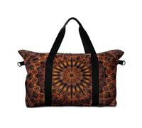 Surwin Travel Duffel Bag, Mandala Style 3D Print Weekend Bag with Trolley Sleeve, 25L Travel Luggage Bag with Removable Shoulder Strap Holiday Bag with Zip, Hospital Bag Cabin Bag (Brown)