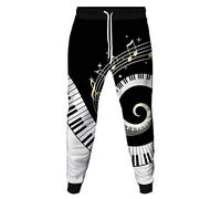 Surwin Unisex 3D Graphic Joggers with Drawstring Pockets Training Sweatpant, Casual Sport Creativity Music Art Print Trousers for Men/Women Pants (Piano,M)