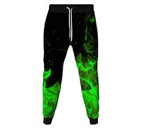 Surwin Unisex 3D Graphic Joggers with Drawstring Pockets Training Sweatpant, Casual Sport Trousers Creativity for Men/Women Pants (Green,M)