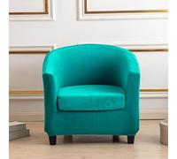 Surwin Velvet Tub Chair Covers, Monochrome Split Stretch Chair Covers for Armchairs Slipcovers With Cushion Cover Bucket Chair Cover for Dining Living Room Office Clubhouse (Peacock Blue)