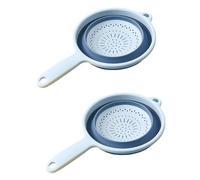 Surwin Versatile Collapsible Colanders, 2 Pcs Combination Silicone Colander, Foldable Filter Drain Baskets, Kitchen Strainer for Draining Pasta Fruits Vegetable Colanders (Light Blue)