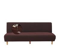 Surwin Waterproof Armless Sofa Bed Cover, Solid Color Non Slip Washable Stretch Futon Slipcover Protector for 2 Seater/3 Seater Folding Sofa Bed without Armrests (Coffee,2 Seater)