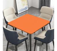 Surwin Waterproof Table Cloth Wipe Clean, Elastic Edged Fitted Square Tablecloth, Washable Table Cover for Kitchen Outdoor Dining Garden Picnic, Solid Color (Orange 01,120cm)