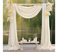 Surwin Wedding Arch Draping Fabric 2 Panels, Chiffon Fabric Drapery Sheer Backdrop Curtain Ceiling Drapes for Arbor Wedding Archway Ceremony Ceiling Swag Decorations (Ivory white,75x600cm(20FT))