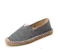 Surwin Women Ladies Espadrilles Slip On Shoes Men Low Top Canvas Shoes Couple Fashion Flat Espadrilles Sizes 4-9.5 (black strips,6 UK= 245mm /39CN)