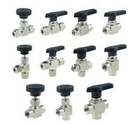 SUS 304 Ball Valve Adjustable Needle Valve 3,6,8,10,12mm1/8,1/4,3/8,1/2NPT Compression Ferrule Fitting Female Thread(Grey)