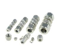 SUS 304 Compression Ferrule Pipe Fitting 6mm 8 10 12mm Conversion Adapter 1/4 1/2 Tube Stainless Steel Coupler Connector(PM,1I4 Inch OD Tube)
