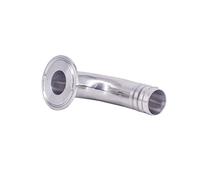 SUS304 Sanitary Hose Barb, Tri Clamp 90 Deg Elbow Fitting for Dairy, Food, Beverage, Sanitary Plumbing Systems(32mm-K50.5mm)