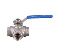 SUS304 Stainless Steel Three Way Ball Valve 3/4 Inch DN20 T Type Pipe Valve Female Thread Connection for Industrial Plumbing Water Oil Gas Systems 1 Piece