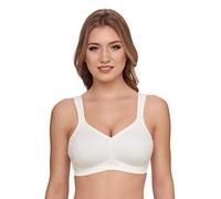 Susa Bra Without Underwire, Minimiser Bra with lace Attached to the Side, Non-Wired Bra with Wide, Padded Straps, Strong minimise Effect, Ivory, 36E
