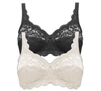 Susa Pack of 2 Full Figure Non-wired Allover Lace Bra 7814 Black w/ Div Colours
