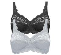 Susa Pack of 2 Full Figure Non-wired Allover Lace Bra 7814 Black w/ Div Colours