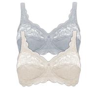 Susa Pack of 2 Full Figure Non-wired Allover Lace Bra 7814 Black w/ Div Colours