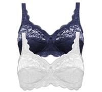 Susa Pack of 2 Full Figure Non-wired Allover Lace Bra 7814 Marine w/ Div Colours
