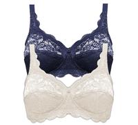 Susa Pack of 2 Full Figure Non-wired Allover Lace Bra 7814 Marine w/ Div Colours