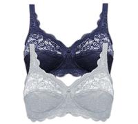 Susa Pack of 2 Full Figure Non-wired Allover Lace Bra 7814 Marine w/ Div Colours