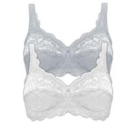 Susa Pack of 2 Full Figure Non-wired Allover Lace Bra 7814 White w/ Div Colours