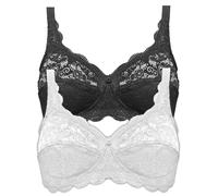 Susa Pack of 2 Full Figure Non-wired Allover Lace Bra 7814 Black w/ Div Colours