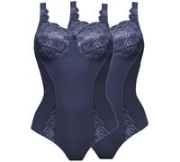 Susa Pack of 2 Full Figure Non-wired Bodysuit with Lace 6538 Marine Div Colours