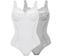 Susa Pack of 2 Full Figure Non-wired Bodysuit with Lace 6538 White w/ Div Colour