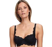 SUSA Women's Dirndl Bra, Semi-Sheer, Black, 44 A