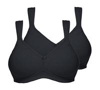 Susa Women's Twin Pack Bra, Opaque, Black, 44 A