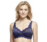 Susa Women's Latina 7814 Non-Wired Elastic Lace Bra, Semi-Sheer, Blue (Marine 022), 36B