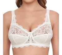 Susa Women's Latina 7814 Non-Wired Elastic Lace Bra, Ivory (Champagne 002), 42C