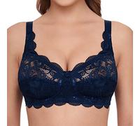 Susa Women's Latina 7814 Non-Wired Elastic Lace Bra, Semi-Sheer, Marine 022, 34E