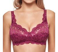 Susa Women's Latina Bra Without Underwire Elastic Lace Non-Wired, Pink (Plum 118), 34D