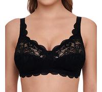 Susa Women's Damen BH ohne Bügel aus elastischer Spitze Latina Wireless Bra, Black (Black 004), 42C