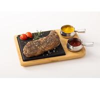 Susable Lava Stone Steak BBQ Serving Board Set, Hot Stone Stone Grill Set Made of Bamboo Board, Lava Stone, Grilling on Hot Stone, Perfect as a Grill Board, Steak Board, Grill Accessories for Steak,