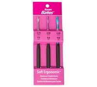 Susan Bates Silvalume Soft Ergonomic Crochet Hook Set-Sizes F5/3.75mm, G6/4mm, and H8/5mm