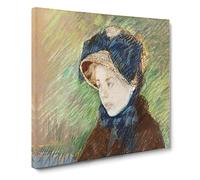 Susan In A Straw Bonnet by Mary Cassatt Canvas Print | Gallery Wrapped 30mm Frame Wall Art | 14x14 inches | Ready to Hang | Impressionist Picture | Living Room Bedroom Lounge Office