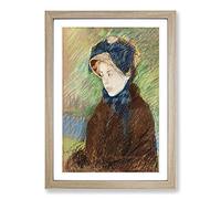 Susan in A Straw Bonnet by Mary Cassatt Framed Print | A2 Oak Framed Wall Art | Ready to Hang | Modern Nature Picture | Living Room Bedroom Lounge Office